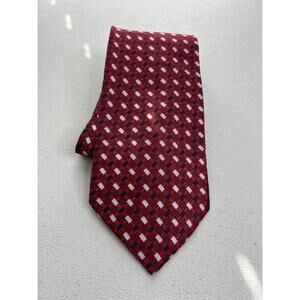 Jos. A. Bank Red, Blue Geometric Pattern 100% Silk Made in Italy Tie NWOT